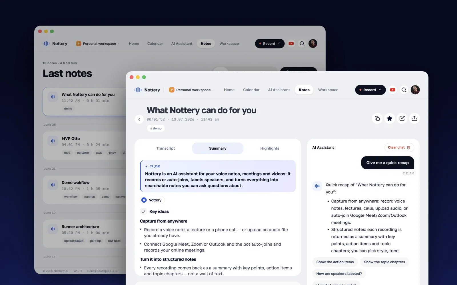 Nottery AI: Desktop